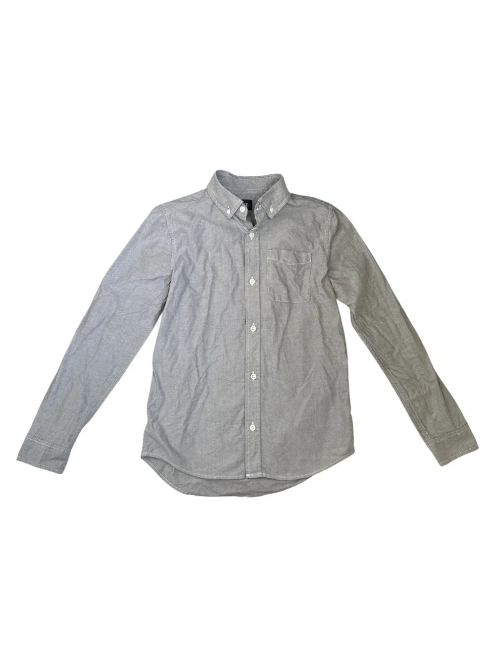 The Children’s Place Boys Gray Oxford Button Down Shirt Size Large 100% Cotton